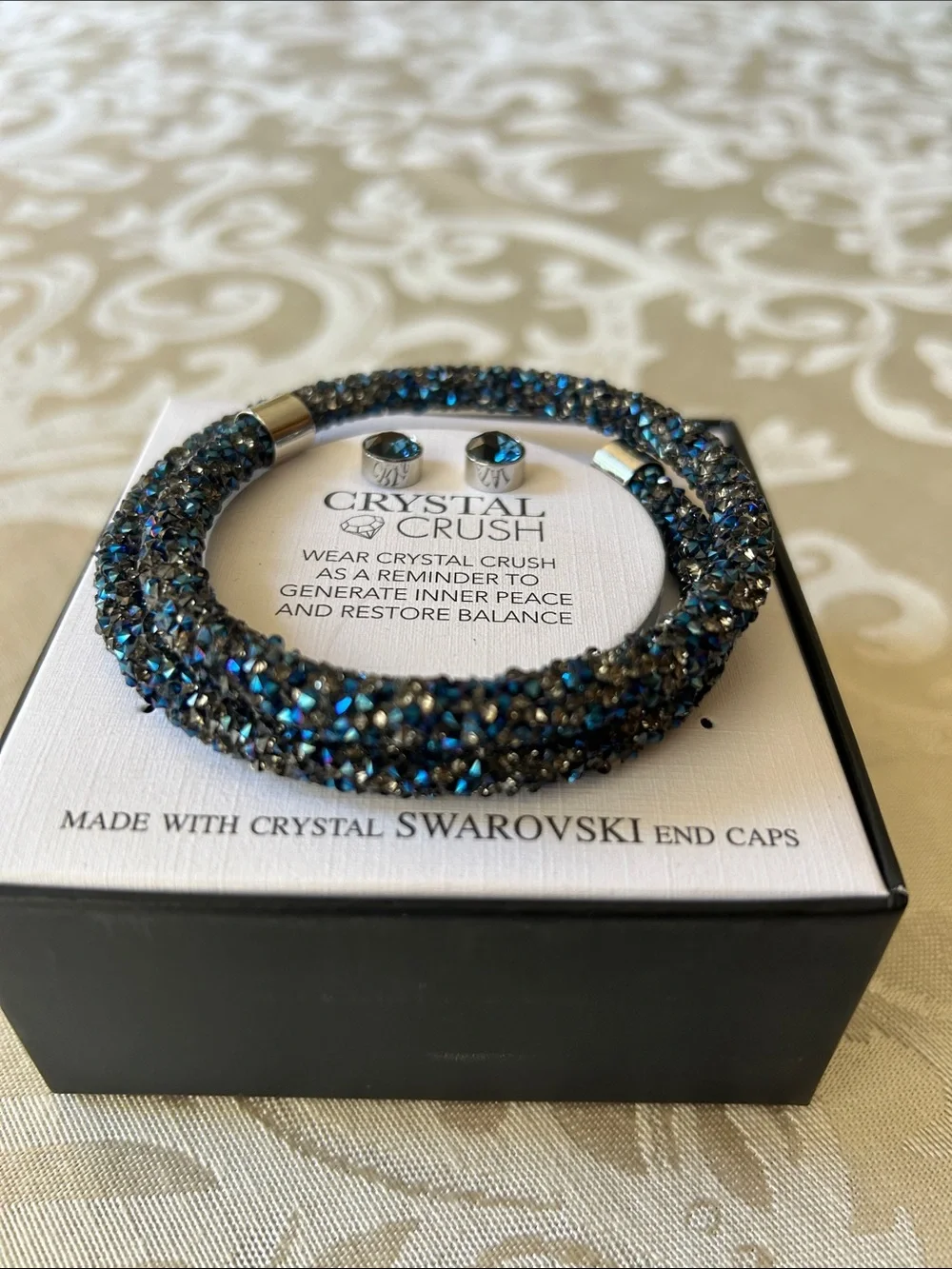 Sparkle Wrap Bracelet and Stud Earring Set in Teal Blue
